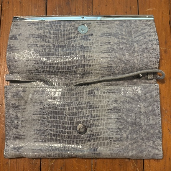 Michael Kors Metallic Leather Croc Clutch Handbag - Picture 4 of 8